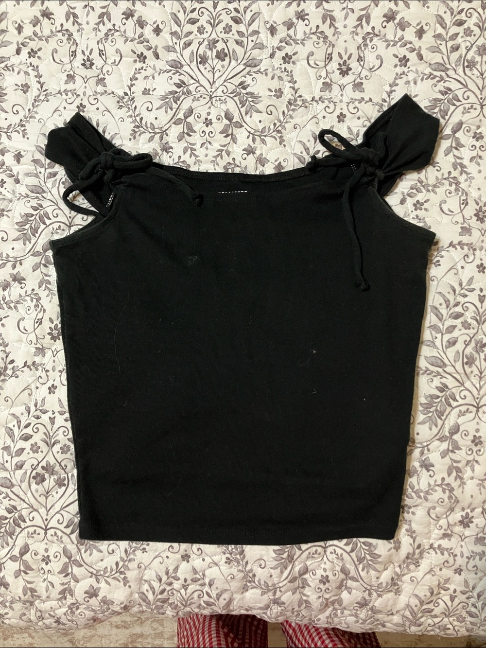 Hollister Black Tie-Shoulder Ribbed Tank